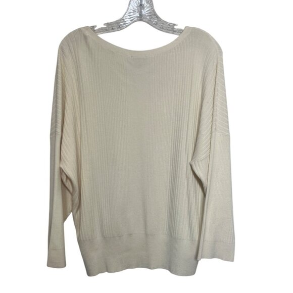 Ann Taylor Factory Ribbed Pullover Sweater Womens XL Cream New WOT - Picture 2 of 6